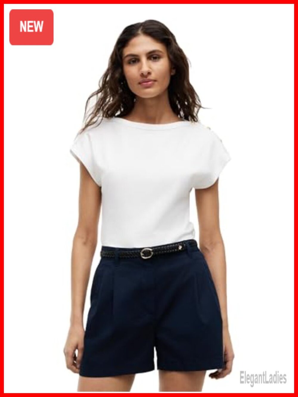 Short Sleeve Cotton Graphic Tee Crew Neck Button Shoulder Design